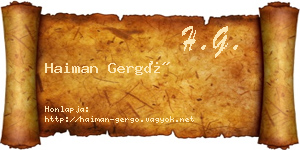 Haiman Gergő névjegykártya